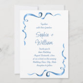 Invitation Élégant Mariage de mâchoire bleu Dusty (Devant)