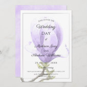 Invitation Élégant Mariage de Magnolia Violet (Devant / Derrière)
