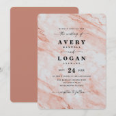 Invitation Élégant Mariage de marbre métallique de cuivre de  (Devant / Derrière)