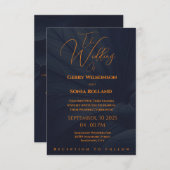 Invitation Elégant Mariage de marine et d'or (Devant / Derrière)