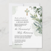 Invitation Élégant Mariage de masse Nuptiale Florale Vert Dou (Devant)