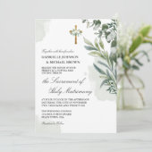 Invitation Élégant Mariage de masse Nuptiale Florale Vert Dou (Debout devant)