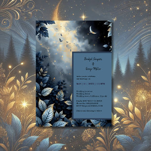 Invitation Élégant Mariage de Midnight Blue et Gold Forest