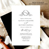 Invitation Élégant Mariage de monogramme blanc et noir