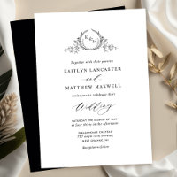 Élégant Mariage de monogramme blanc et noir
