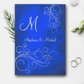 Invitation Élégant Mariage de Monogramme Bleu Clair