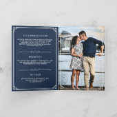 Invitation Elégant Mariage de Monogramme bleu et blanc de la  (Intérieur)