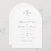 Invitation Élégant Mariage de monogramme botanique (Devant / Derrière)