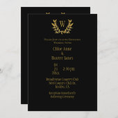 Invitation Élégant Mariage de Monogramme Chic à feuille d'or  (Devant / Derrière)