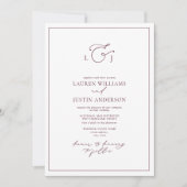 Invitation Élégant Mariage de monogramme de calligraphie bour (Devant)