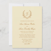 Invitation Élégant Mariage de monogramme de couronne florale (Devant)