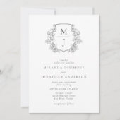 Invitation Élégant Mariage de monogramme de crête botanique (Devant)