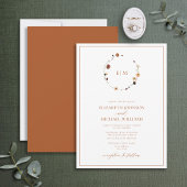 Invitation Élégant Mariage de monogramme de crête florale ora