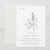 Invitation Elégant Mariage de monogramme de croquis floraux b (Devant / Derrière)