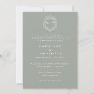 Invitation Élégant Mariage de monogramme de la crête d'arête 