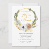 Invitation Élégant Mariage de monogramme d'or Floral d'hiver (Devant)