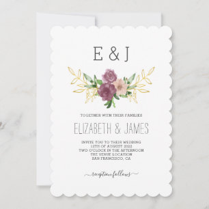 Invitation Élégant Mariage de monogramme floral de printemps
