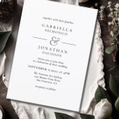 Invitation Élégant Mariage de Monogramme noir blanc