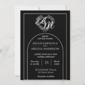 Invitation Élégant Mariage de monogramme noir et blanc (Devant)