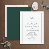 Invitation Élégant Mariage de monogramme officiel Emerald Gre