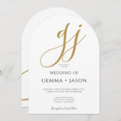 Invitation Élégant Mariage de Monogramme Or Moderne (Devant / Derrière)