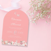 Invitation Élégant Mariage de monogramme rose clair Arc
