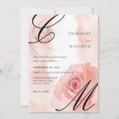 Invitation Élégant Mariage de monogramme rose pâle (Devant)