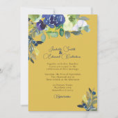 Invitation Elégant Mariage de moutarde florale de la marine (Devant)