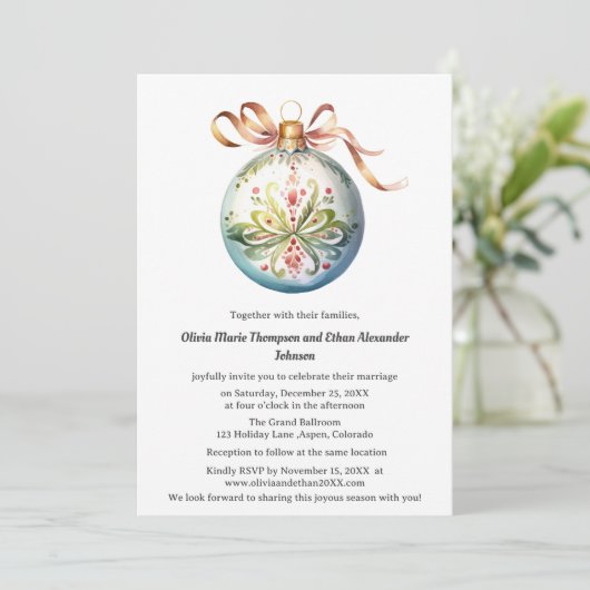 Invitation Élégant Mariage de Noël (Debout devant)