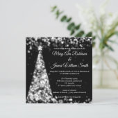 Invitation Élégant Mariage de Noël Argent et Noir (Debout devant)