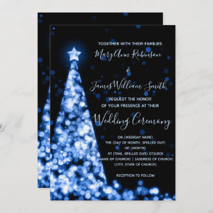 Invitation Élégant Mariage de Noël bleu Arbre de Noël