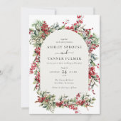Invitation Élégant Mariage de Noël Botanique d'hiver (Devant)