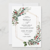 Invitation Elégant Mariage de Noël de la verdure des baies ro (Devant)