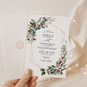 Invitation Elégant Mariage de Noël de la verdure des baies ro