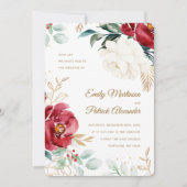 Invitation Élégant Mariage de Noël Floral (Devant)