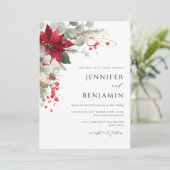 Invitation Élégant Mariage de Noël Floral (Debout devant)