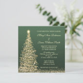 Invitation Élégant Mariage de Noël Gold Green (Debout devant)