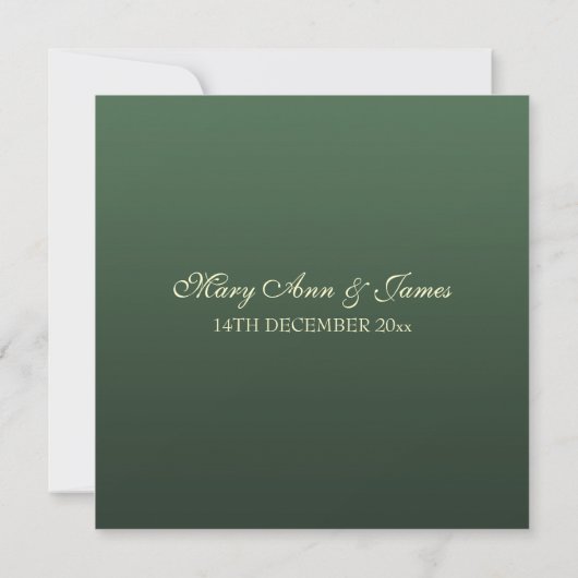 Invitation Élégant Mariage de Noël Gold Green (Dos)