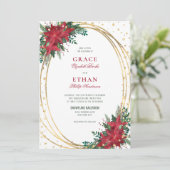 Invitation Élégant Mariage de Noël Poinsettia (Debout devant)