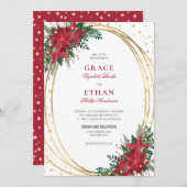 Invitation Élégant Mariage de Noël Poinsettia (Devant / Derrière)