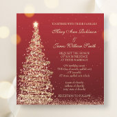Invitation Élégant Mariage de Noël Rouge