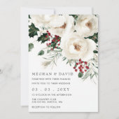 Invitation Élégant Mariage de Noël Rouge Blanc d'hiver (Devant)