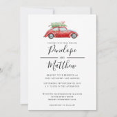 Invitation Elégant Mariage de Noël Rustic Car (Devant)