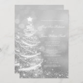 Invitation Élégant Mariage de Noël Silver Glam (Devant / Derrière)