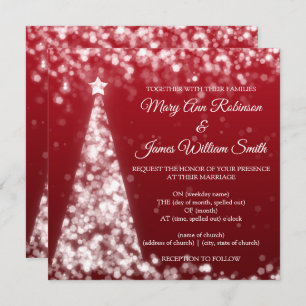 Invitation Élégant Mariage de Noël Silver & Gold