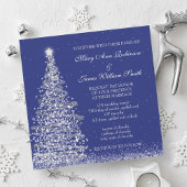 Invitation Elégant Mariage de Noël Silver Navy