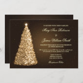 Invitation Élégant Mariage de Noël Sparkle Gold (Devant / Derrière)