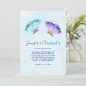 Invitation Élégant Mariage de paire de papillon aquarelle (Debout devant)