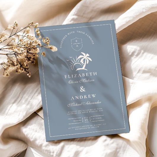 Invitation Élégant Mariage de palmier à main