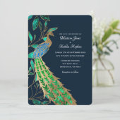 Invitation Élégant Mariage de paon à bijoux (Debout devant)